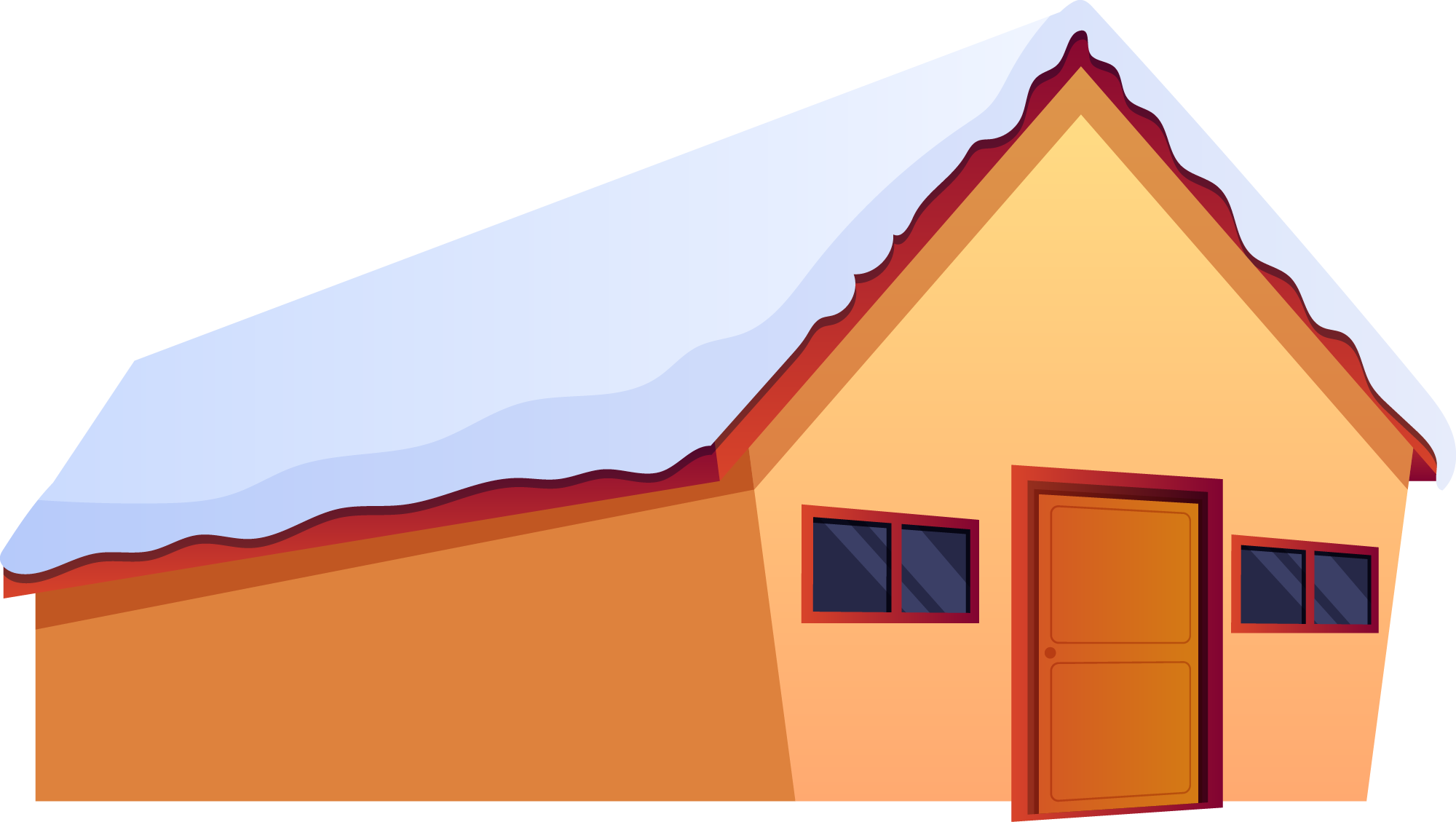 Preview for Orange-house-snowy-roof-illustration-winter-sticker-aef48