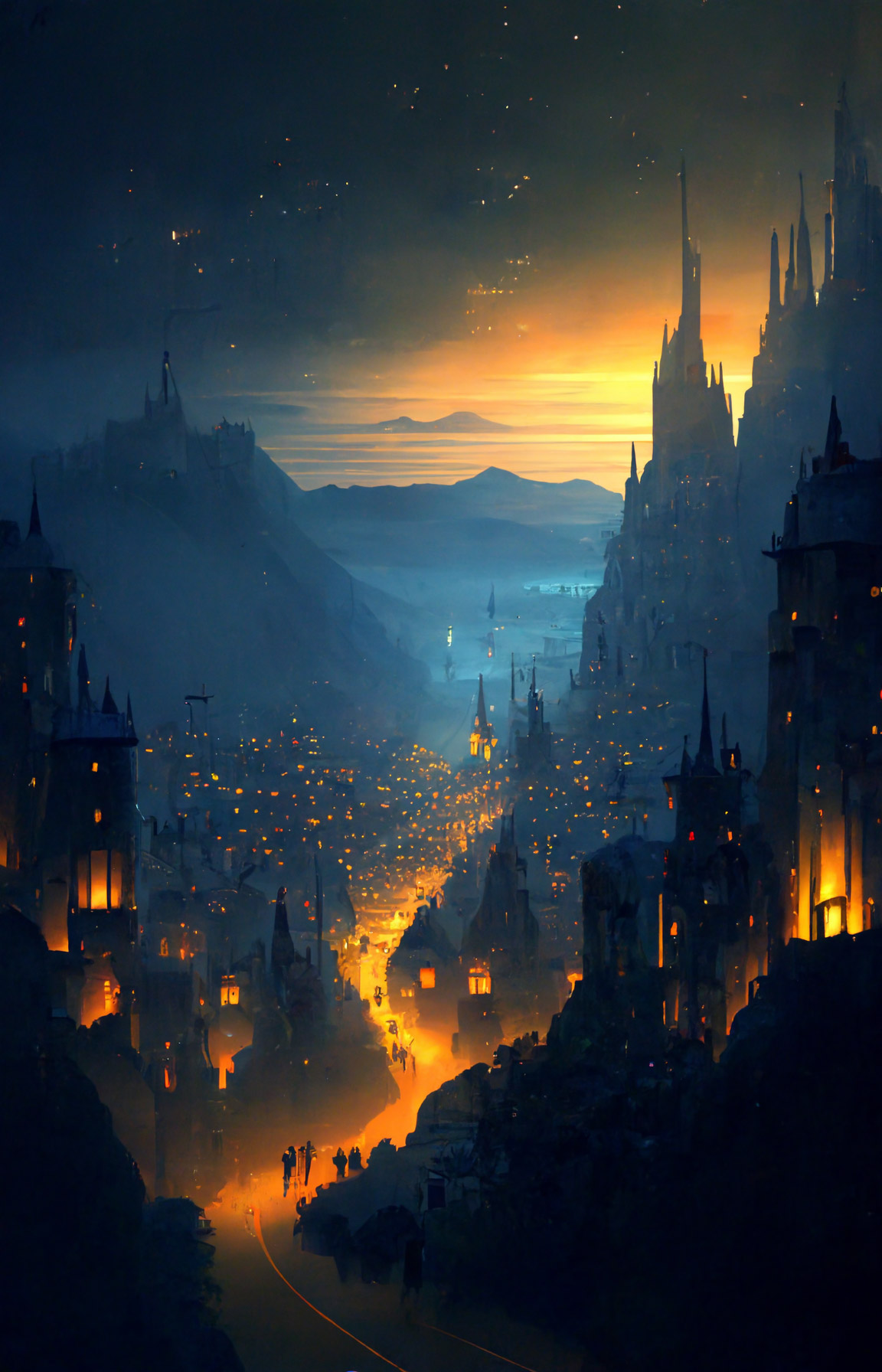 Preview for Mystical-city-at-dusk-ai-phone-background-3b7c9