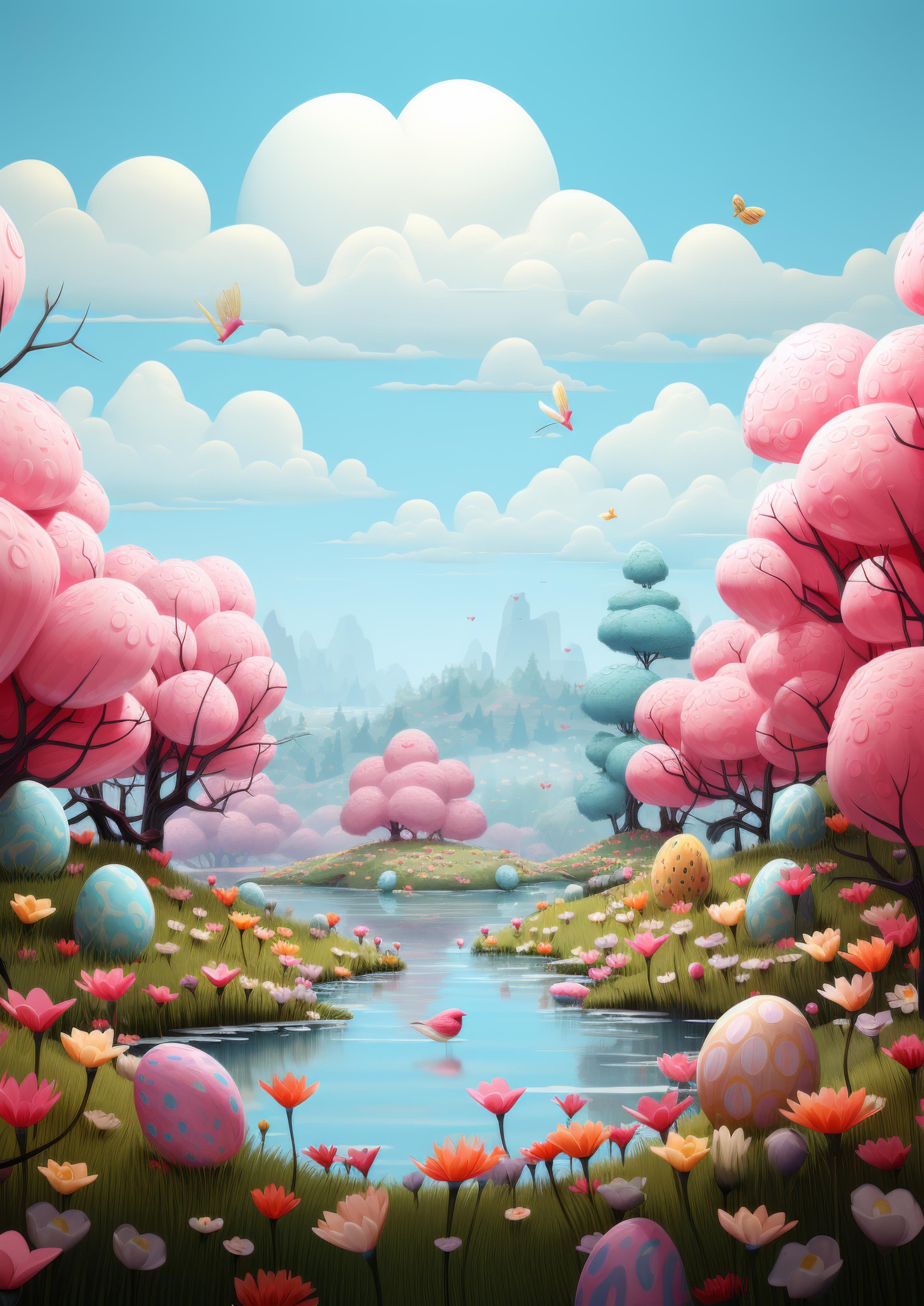 Preview for Serene-landscape-digital-art-easter-background-d0809
