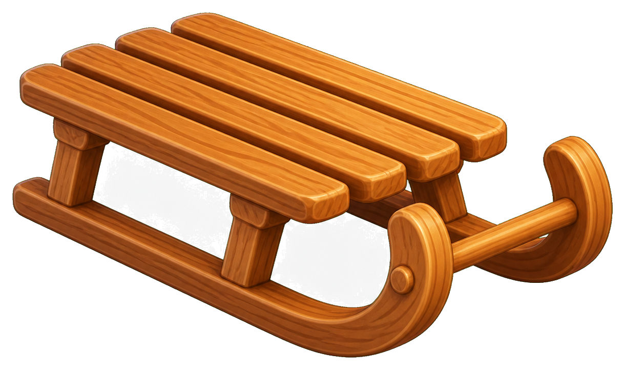 Preview for Wooden Sled Sticker For Winter Designs