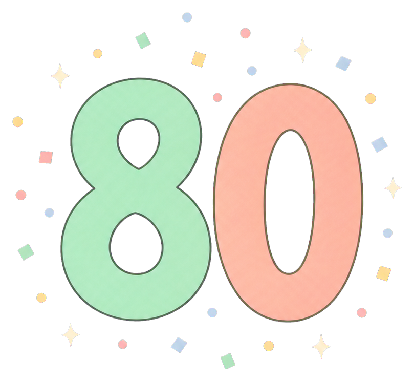Preview for 80 Pastel Confetti Birthday Number Sticker