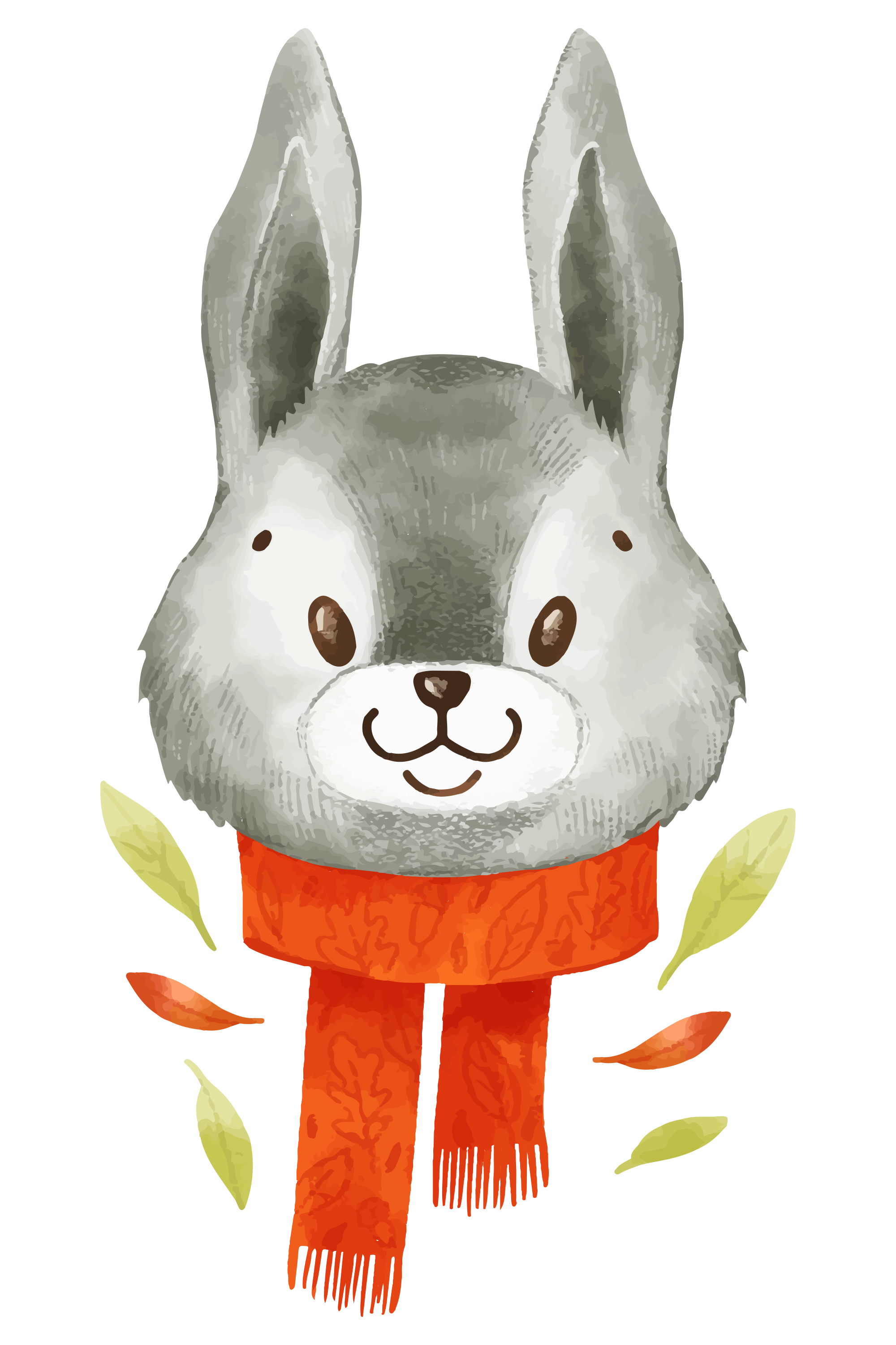 Preview for Cartoon-rabbit-illustration-watercolor-christmas-sticker-4758d