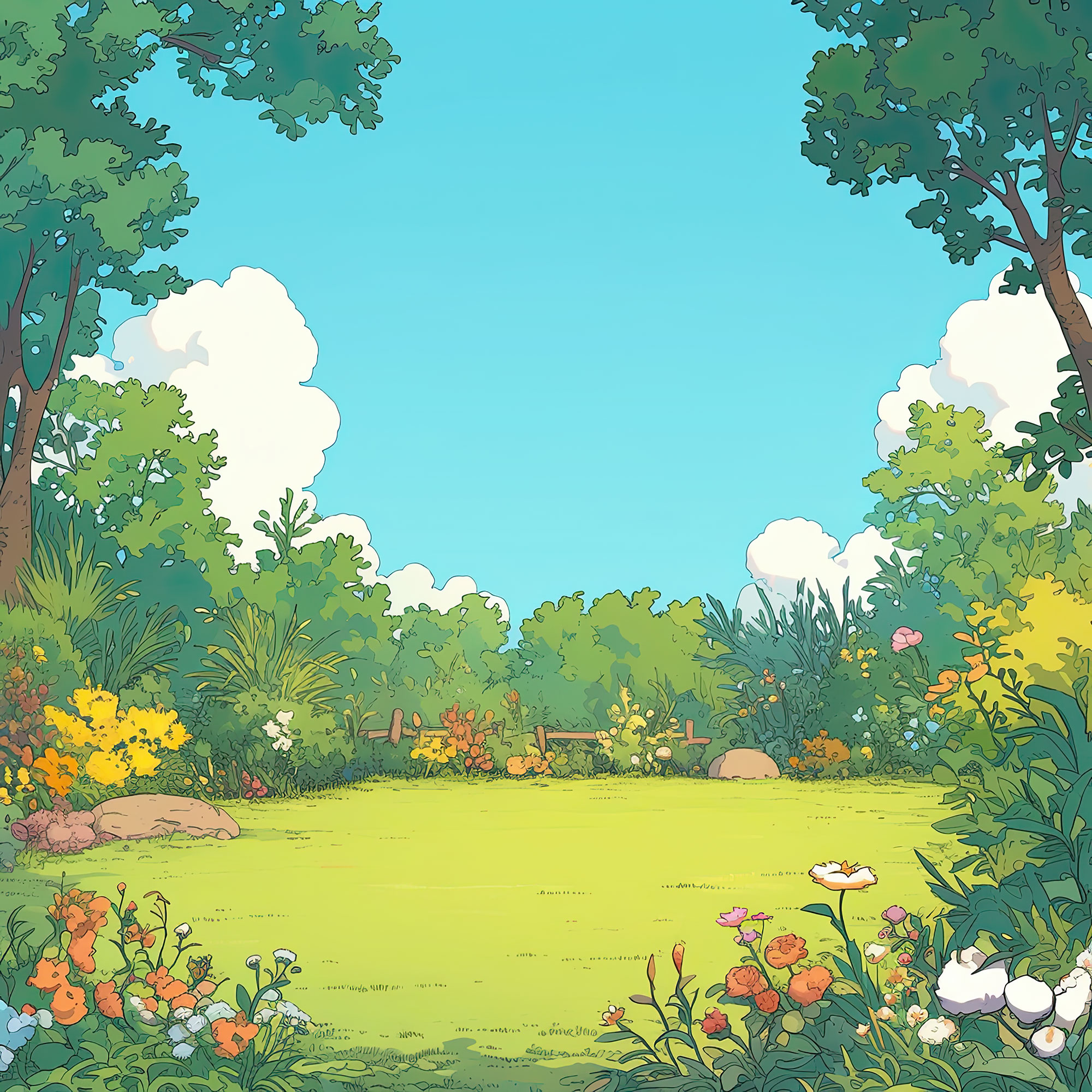 Preview for Cartoon-garden-landscape-nature-backdrop-background-64706