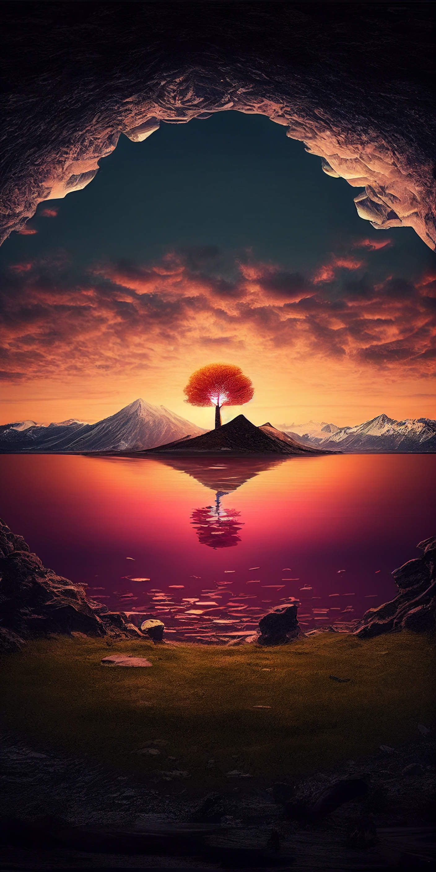 Preview for Volcanic-landscape-at-sunset-ai-phone-background-8fe89