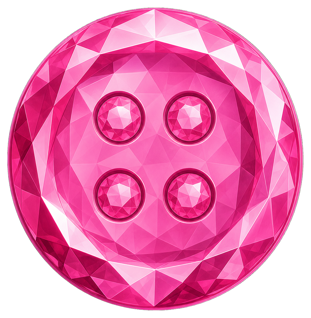 Pink faceted jewel button with four circular inset details