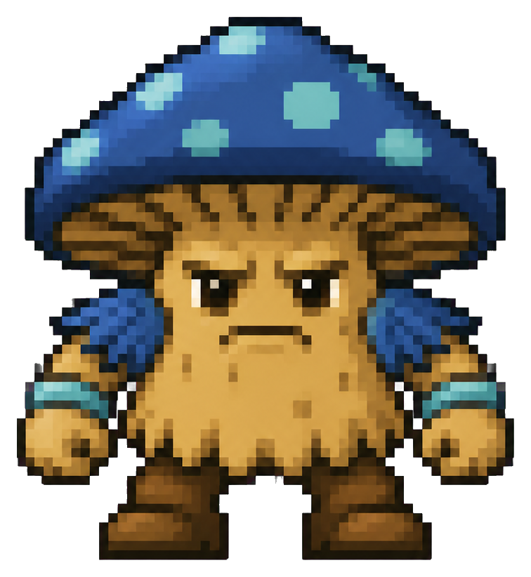 Preview for Indigo Mushroom Guardian Pixel Sticker