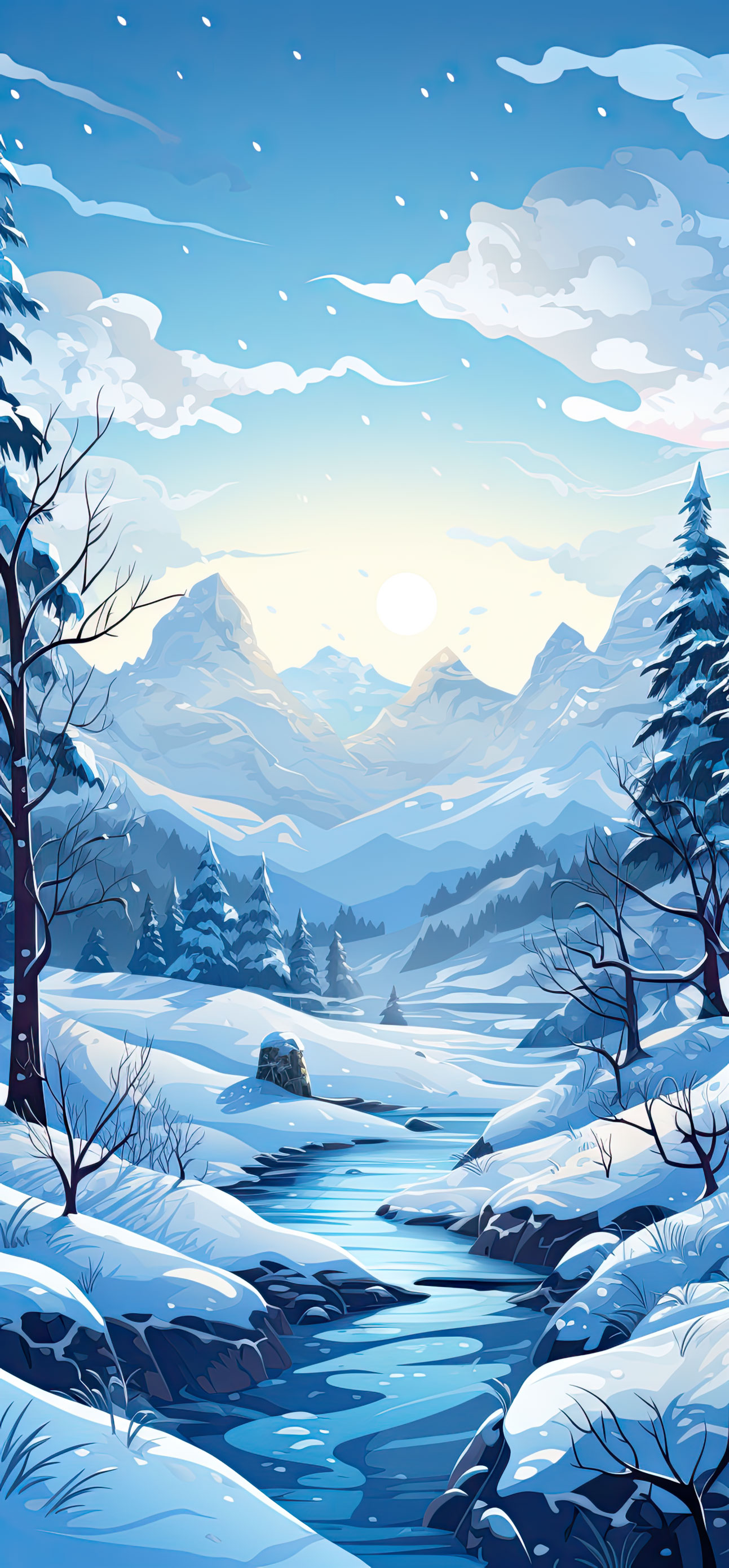 Preview for Serene-winter-landscape-christmas-phone-background-39d55
