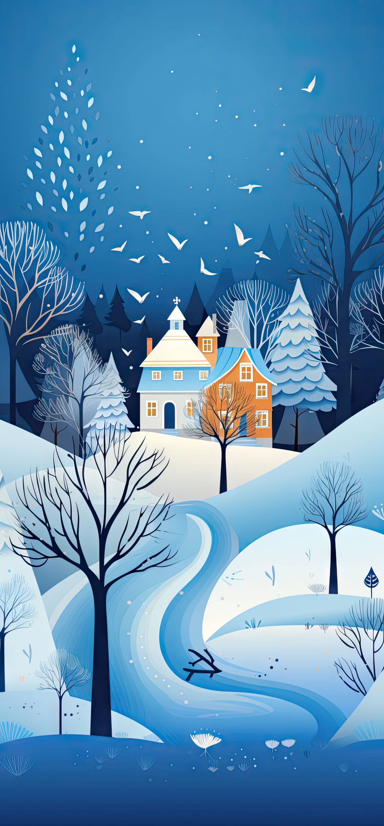 Preview for Winter-landscape-illustration-christmas-phone-background-2d355