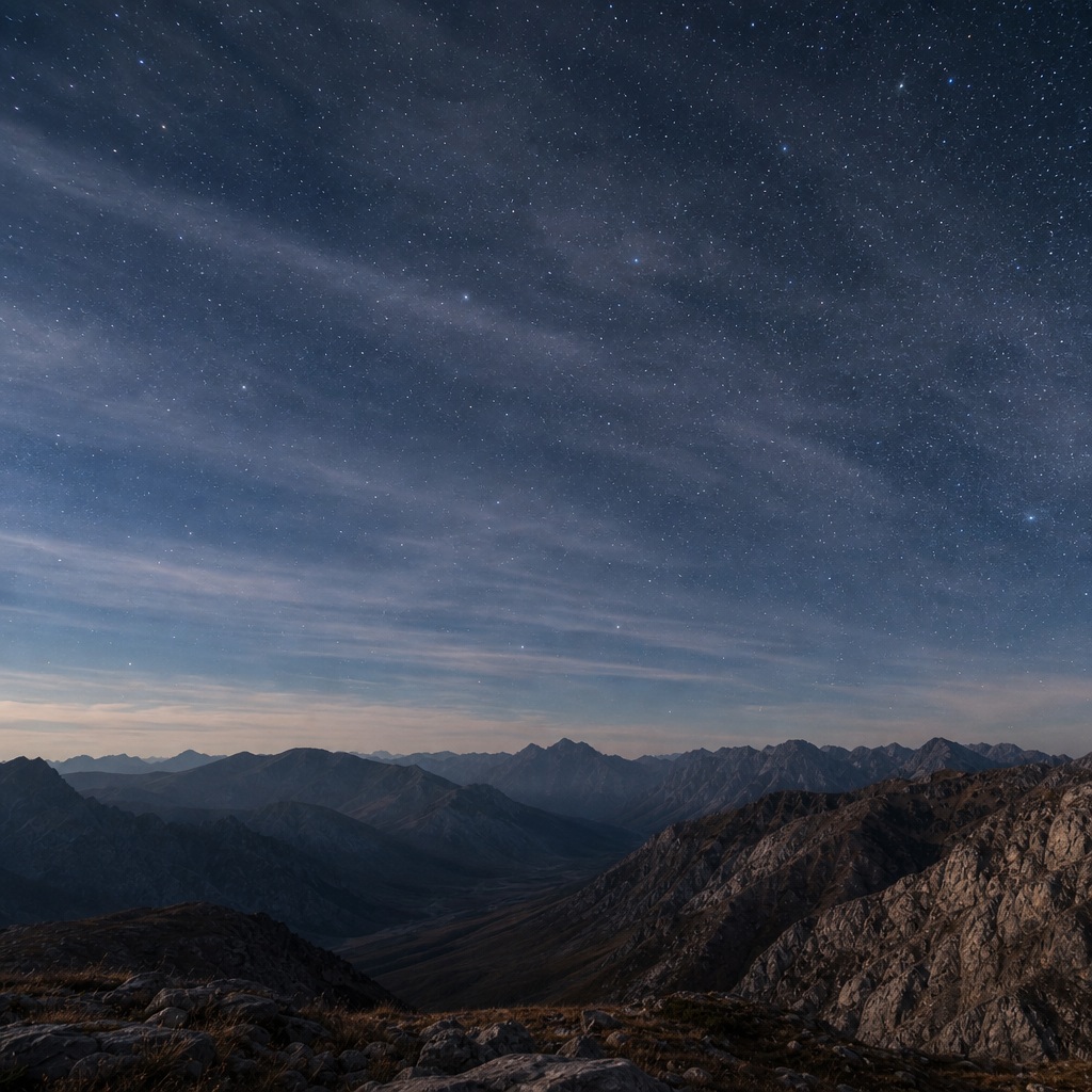 Preview for Starry Mountain Landscape Stock Background