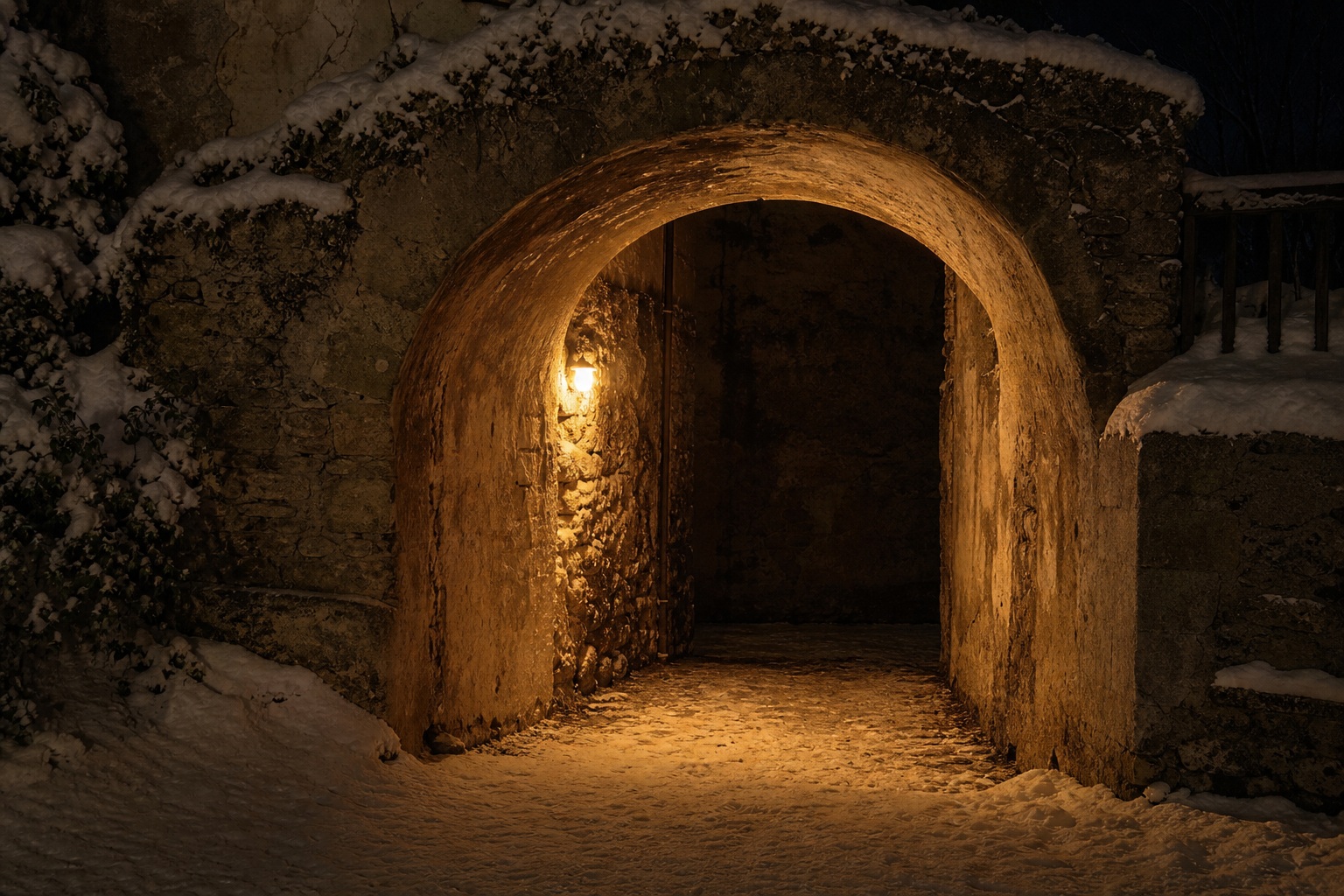 Preview for Snowy Stone Arch Night Background