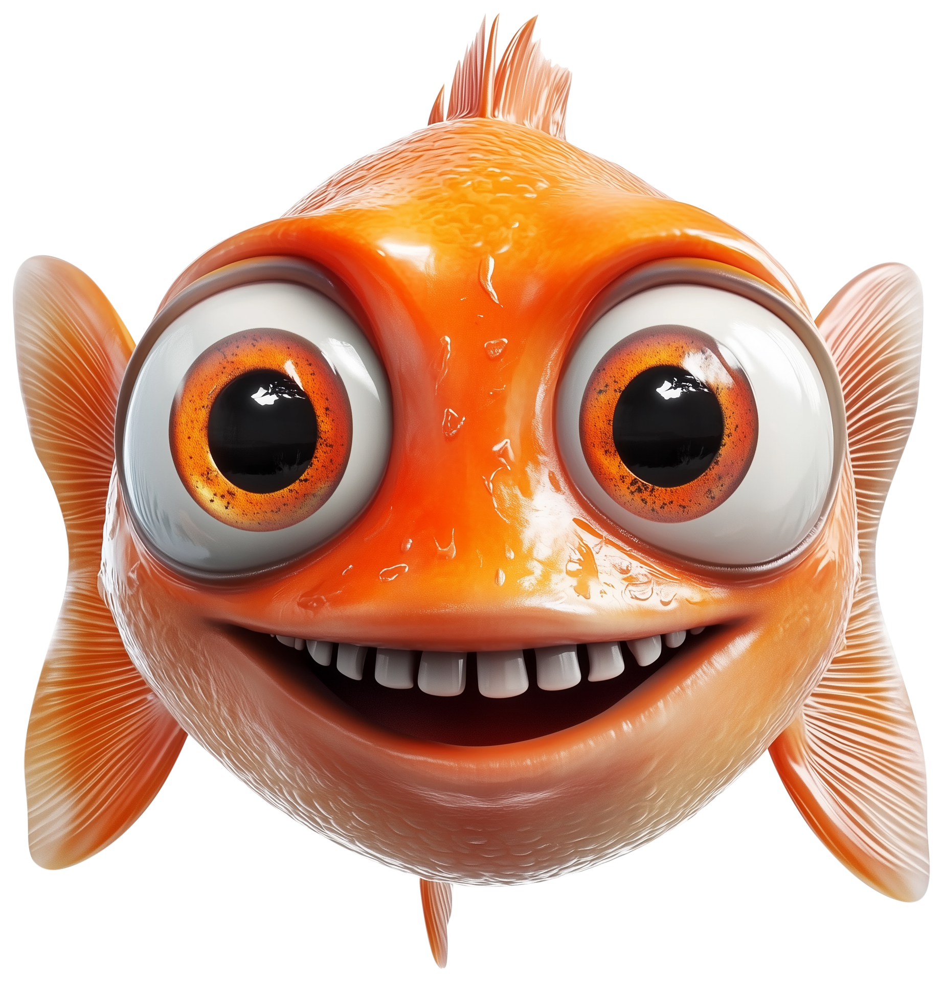 Orange cartoon goldfish emoji with big eyes and a smiling face