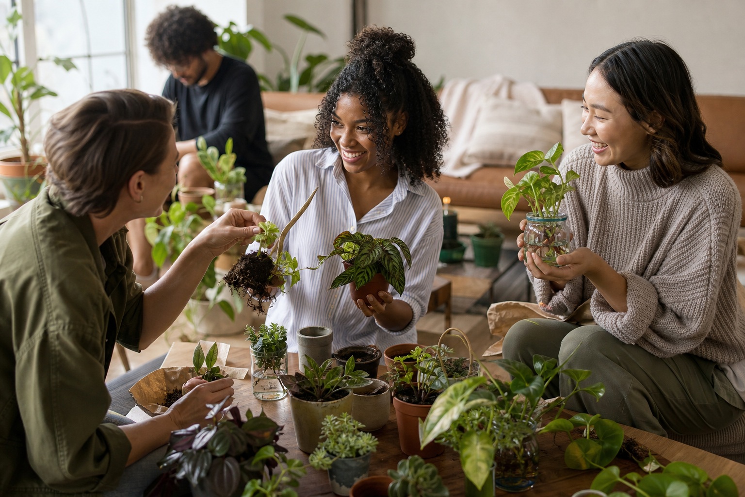 Preview for Friends Plant Swap Indoor Scene Stock Background