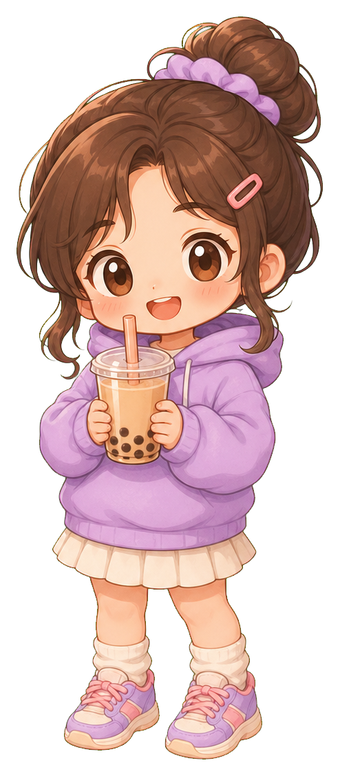 Preview for Chibi Bubble Tea Kid Sticker For Designs