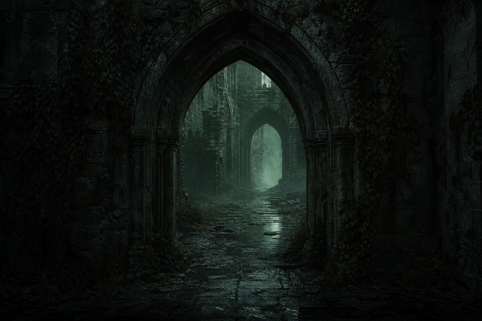 Preview for Dark Gothic Archway Stock Background