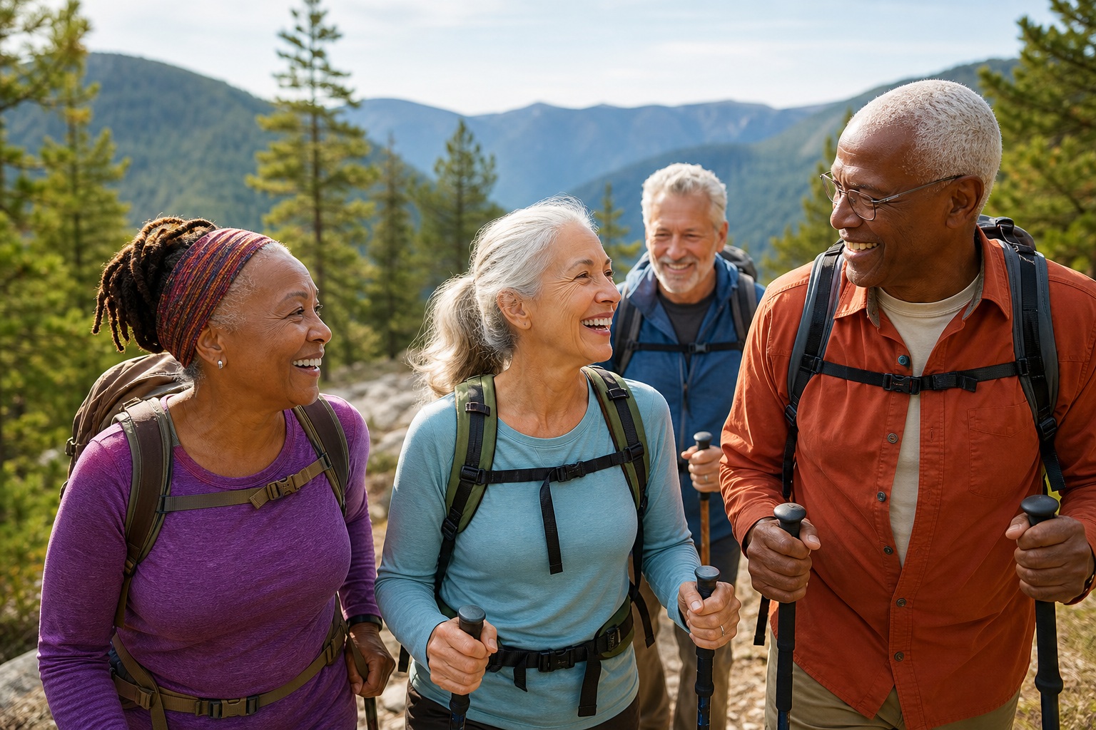 Preview for Active Senior Hikers Stock Background