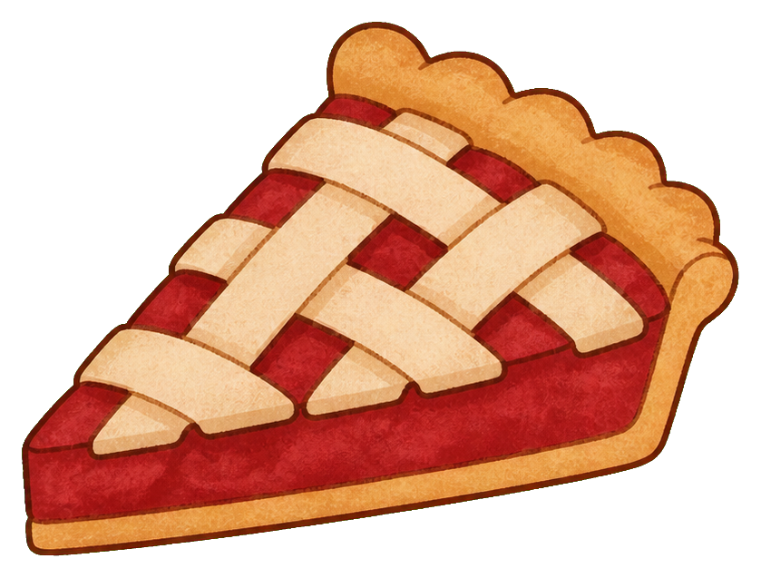 Cranberry pie slice with cream lattice crust in a cozy winter style