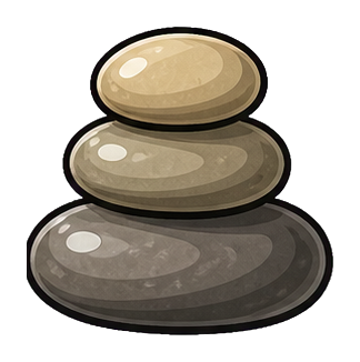 Three smooth pebbles stacked in a small balanced pile.
