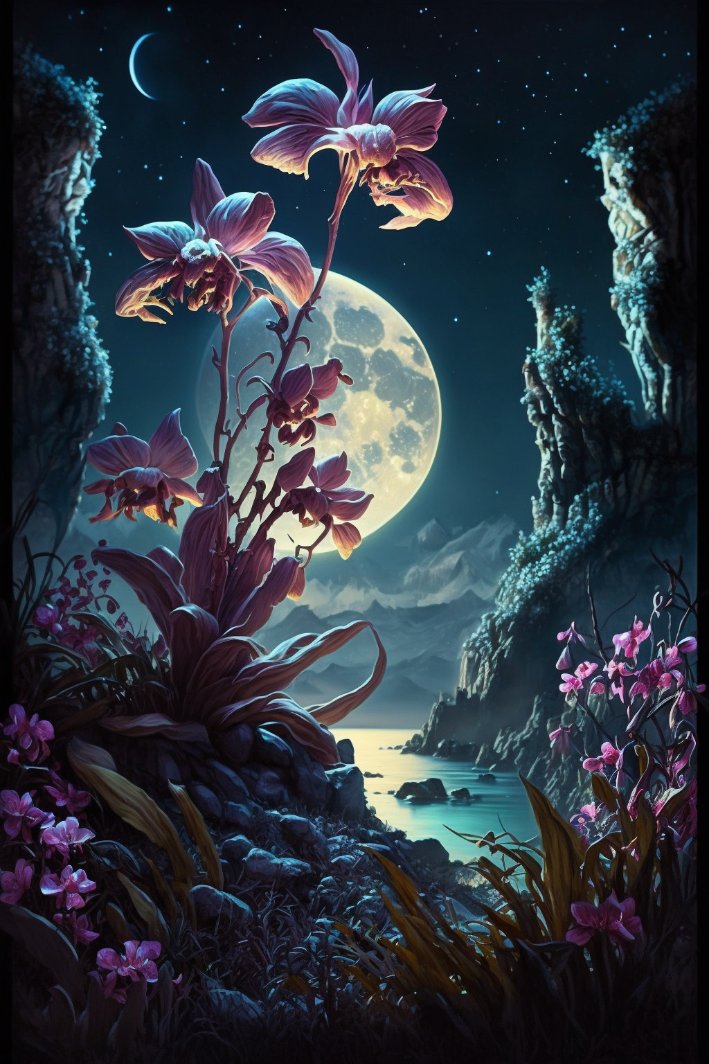 Preview for Moonlit-landscape-digital-art-ai-phone-background-af9d0