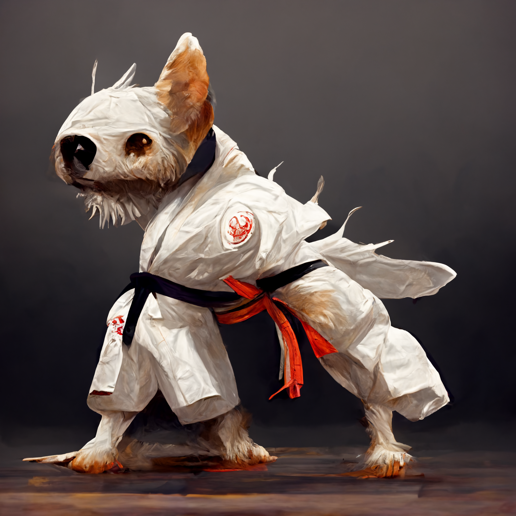 Preview for Karate-dog-white-gi-ai-images-background-40620