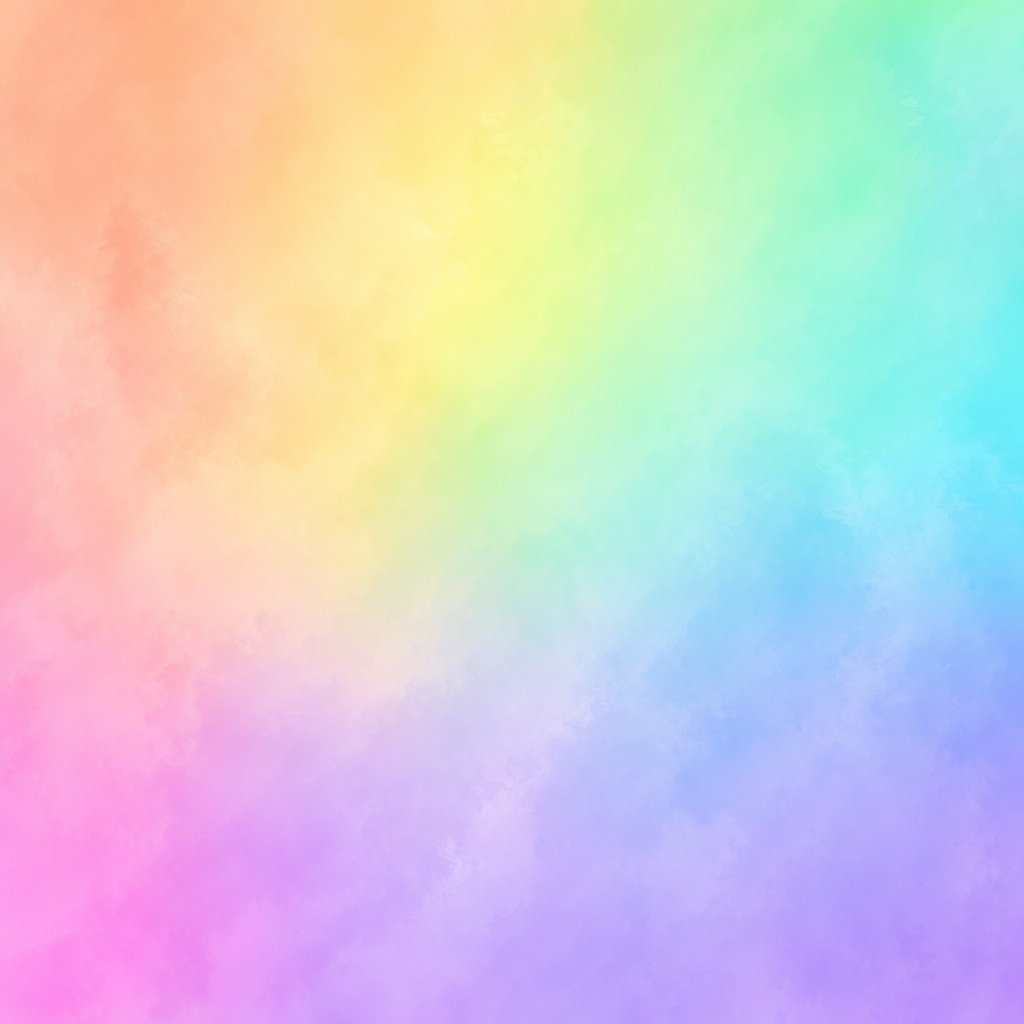 Soft pastel rainbow gradient blending pink, yellow, green, blue, and purple in a square background