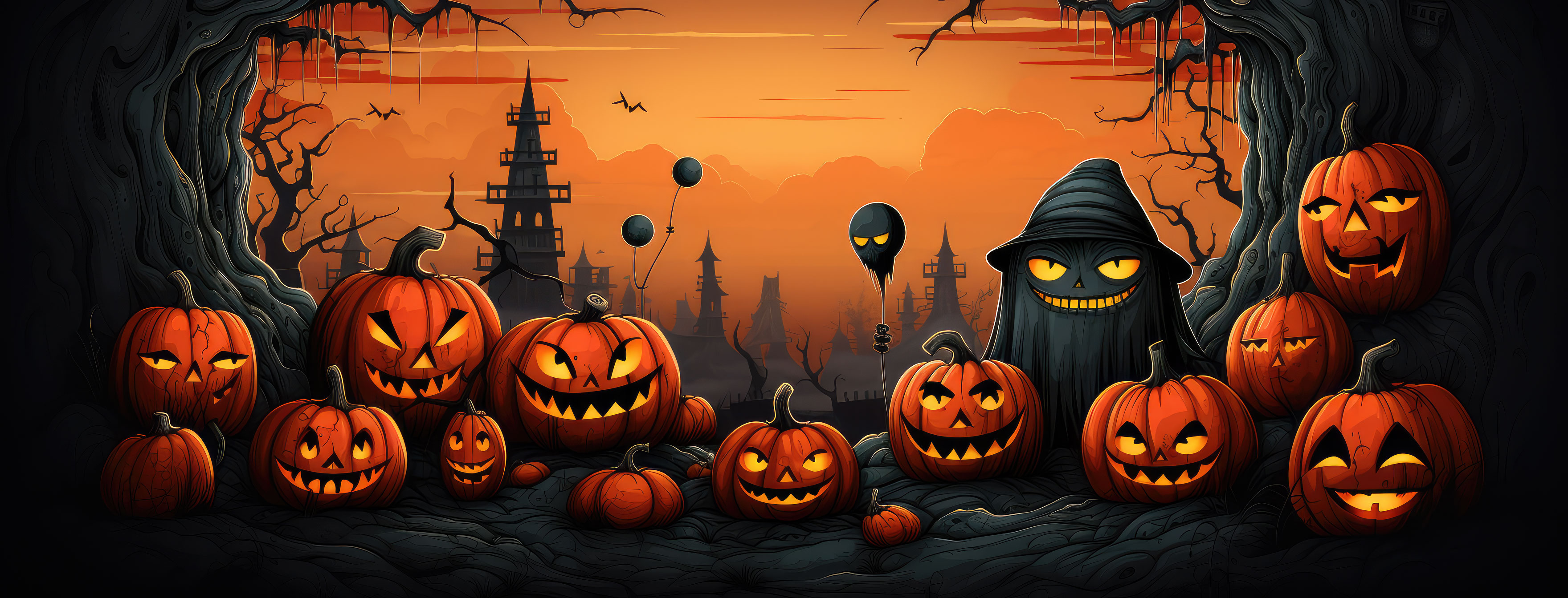 Preview for Halloween-pumpkins-scene-halloween-cover-background-ce656