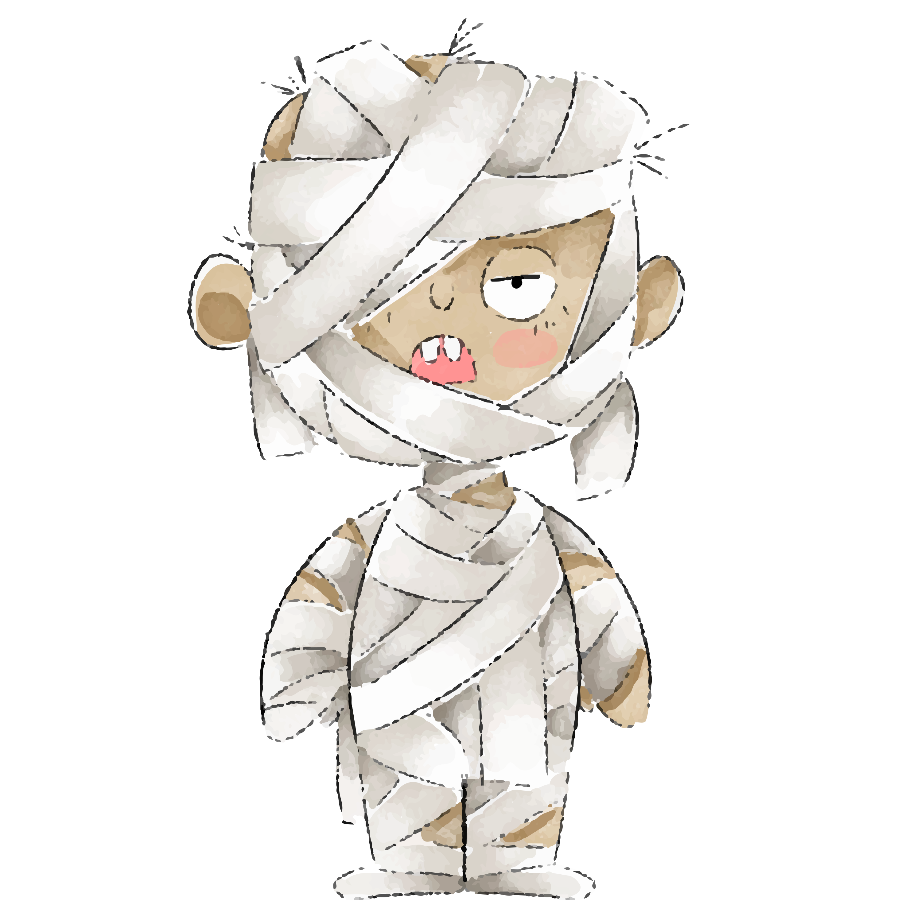 Preview for Cartoon-mummy-character-design-halloween-watercolor-sticker-848c2