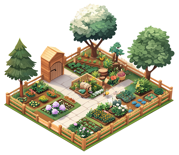 Preview for Isometric-garden-design-template-sticker-cd08b