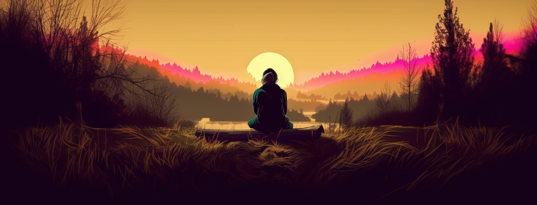 Preview for Serene-sunset-meditation-scene-ai-facebook-background-293b1