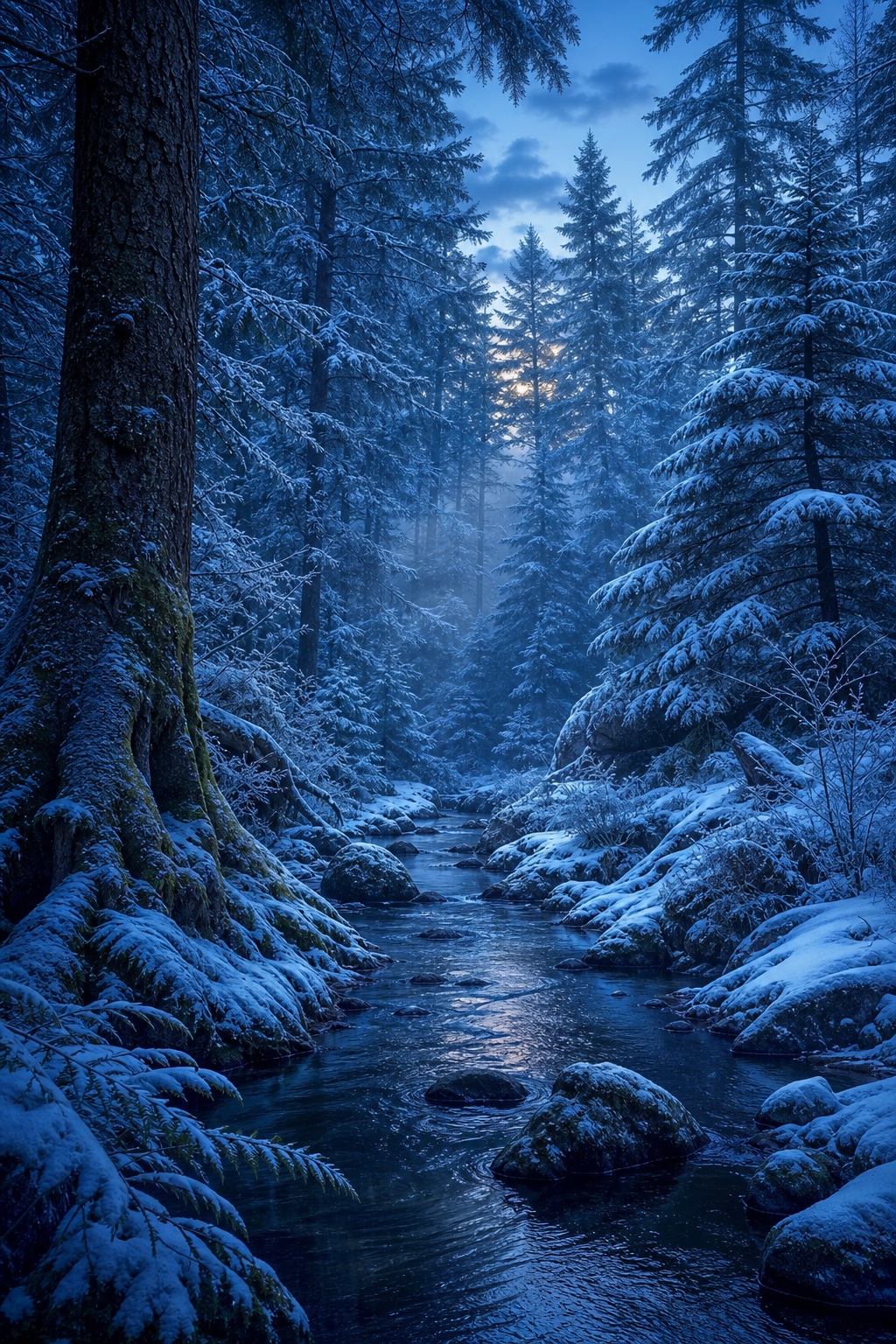 Preview for Winter Pine Silence Forest Background