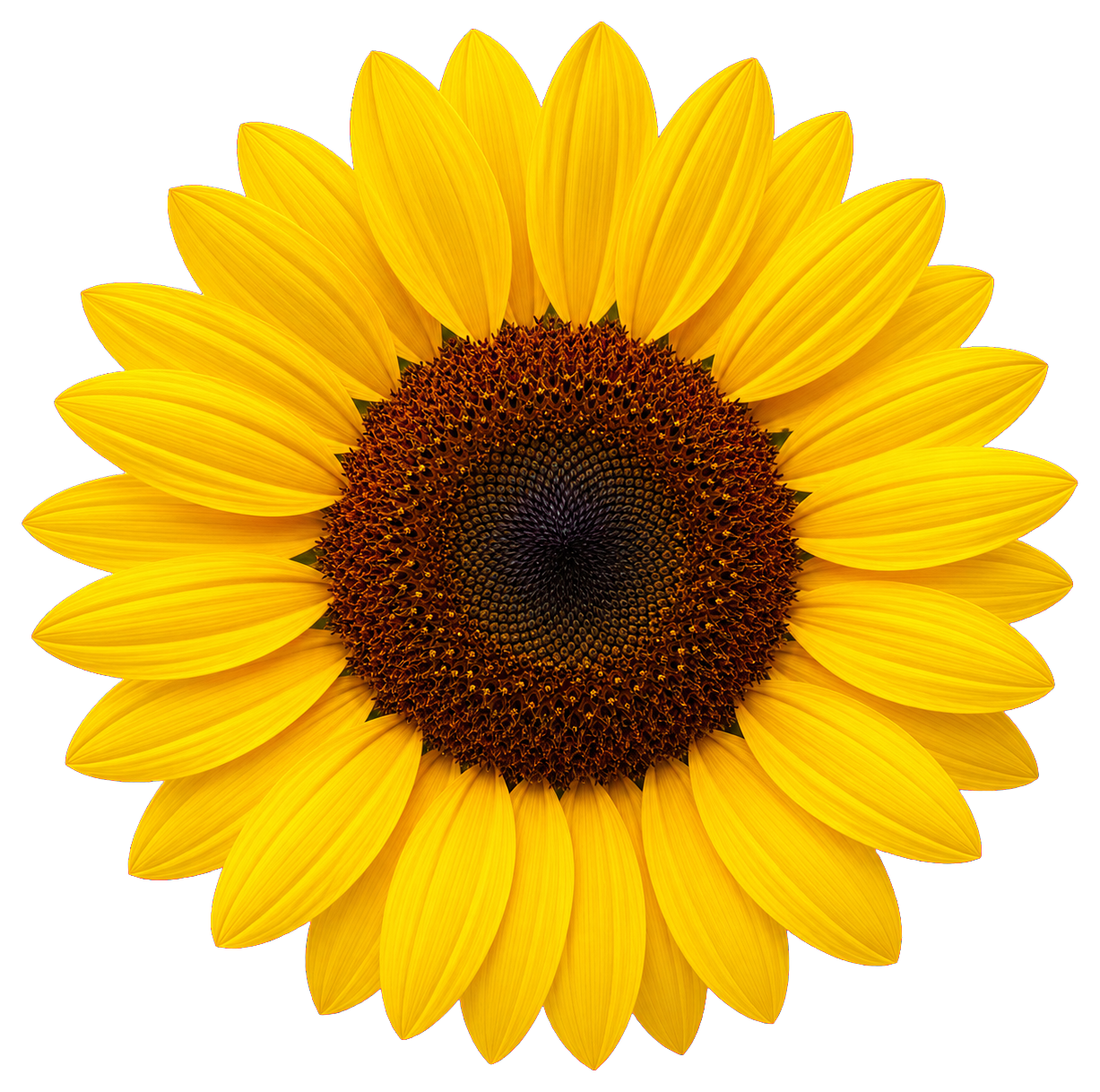 Bright yellow sunflower sticker with dark center and layered petals