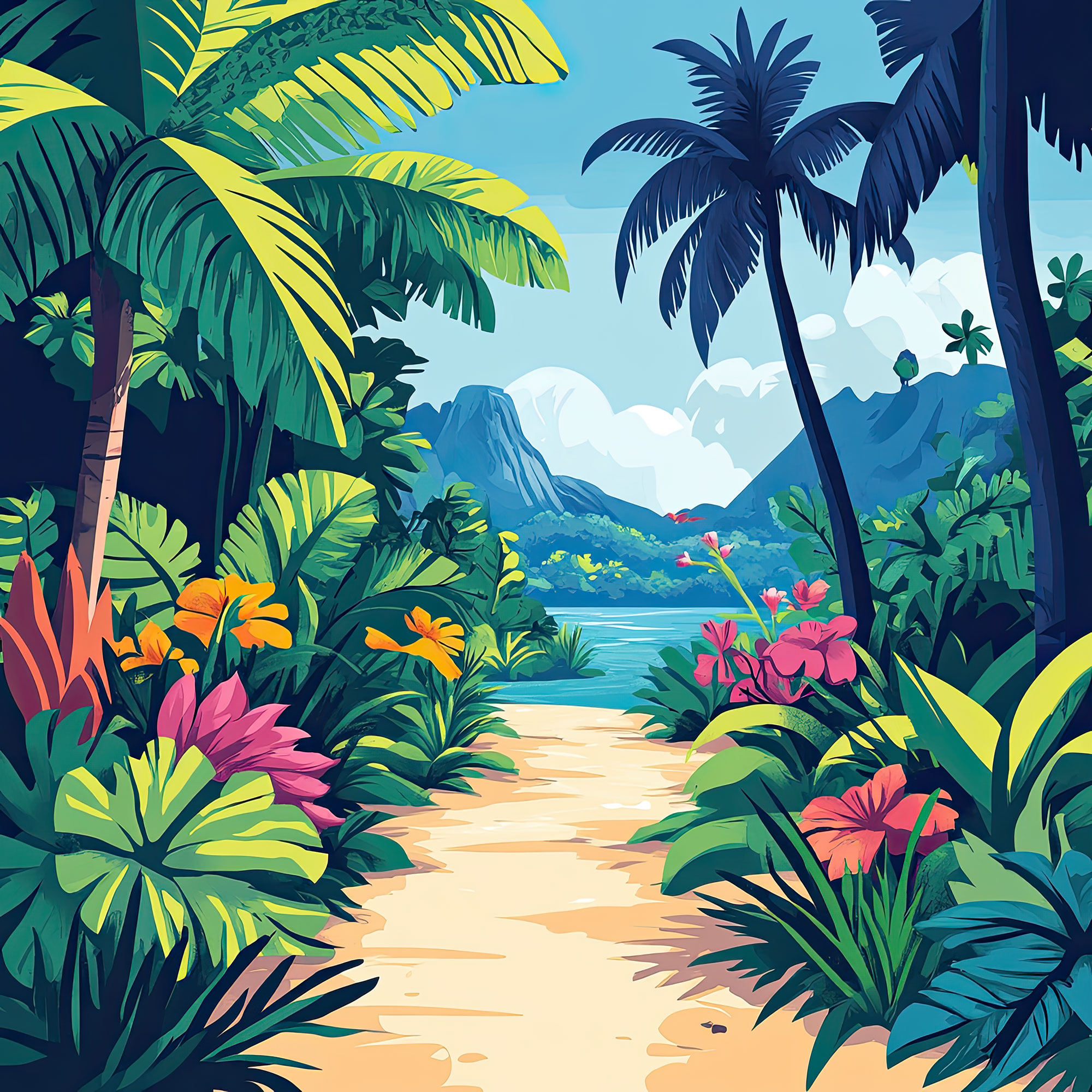 Preview for Tropical-paradise-path-nature-backdrop-background-a2c1a