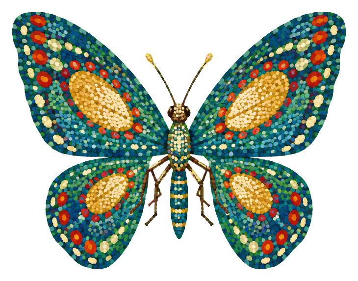 Preview for Pointillist Butterflies Teal Gold