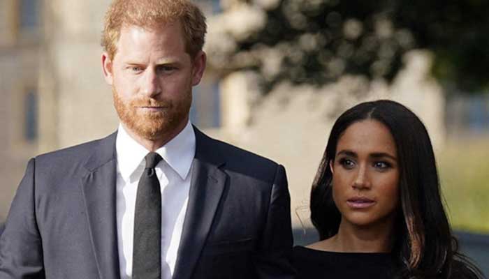 Prince Harry and Meghan Markle standing side by side outdoors