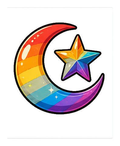 Preview for Rainbow Crescent Star Sticker