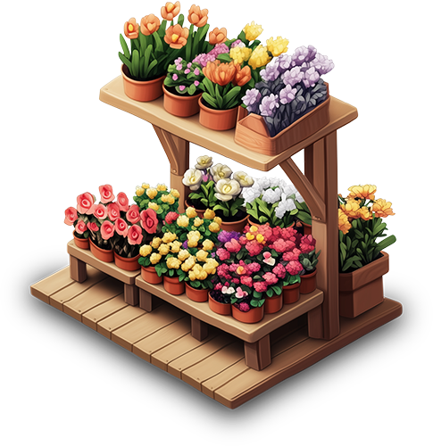 Preview for Wooden-flower-stand-illustration-hardscape-sticker-0333a
