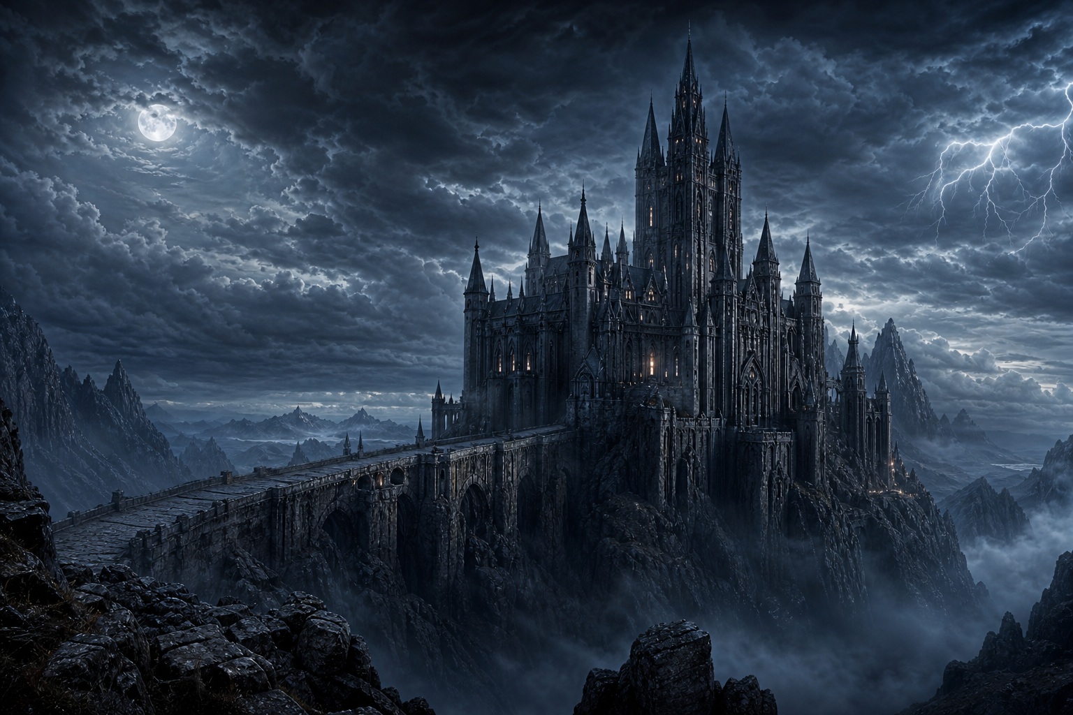 Preview for Gothic Castle Storm Clouds Background