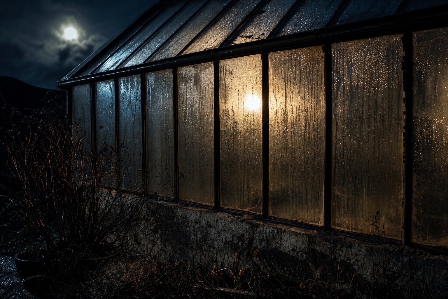 Preview for Night Greenhouse Glass Background