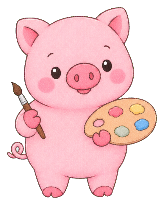 Preview for Kawaii Pig With Paint Palette Sticker