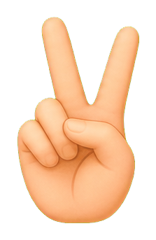 Cartoon hand making a peace sign with two raised fingers