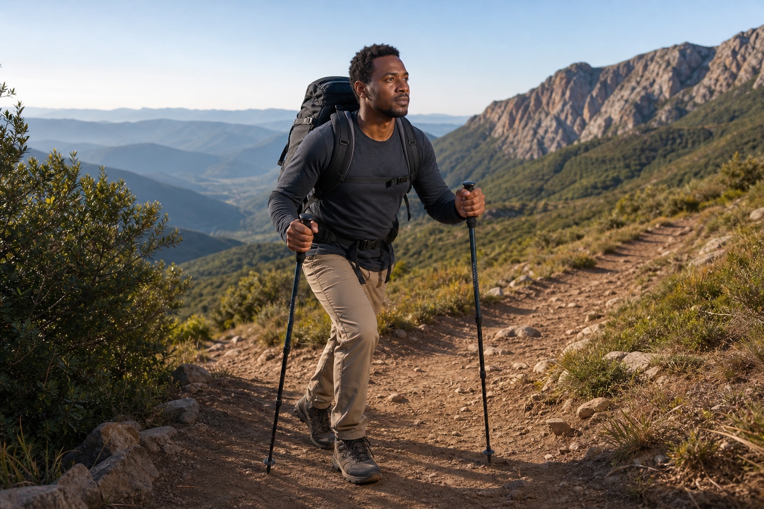 Preview for Trekking Pole Hiker Mountain Background