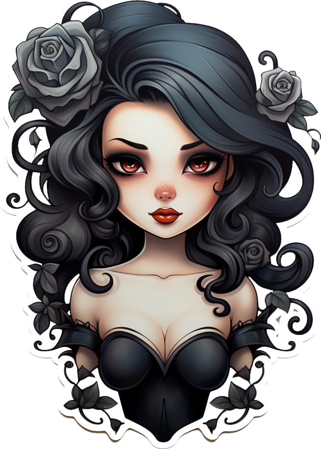 Preview for Gothic-cartoon-portrait-halloween-characters-sticker-cefcc