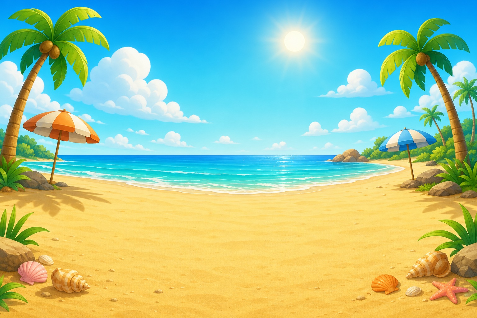 Preview for Cartoon Beach Background For Summer Designs