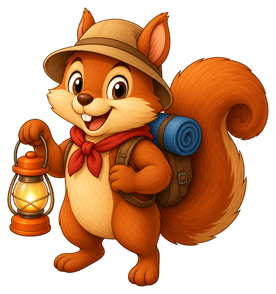 Preview for Cute Squirrel Sticker With Lantern And Backpack