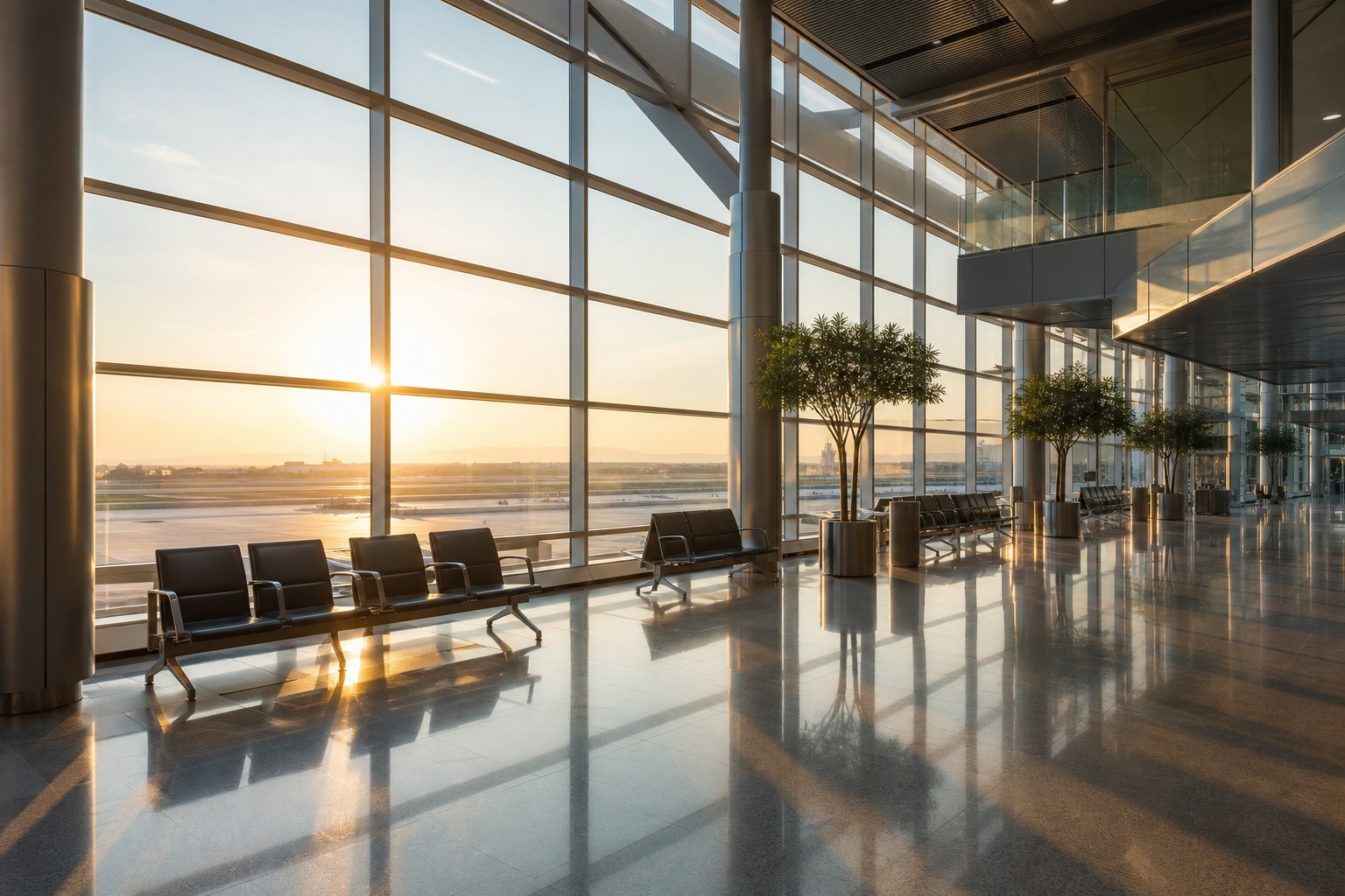 Preview for Sunlit Airport Terminal Background