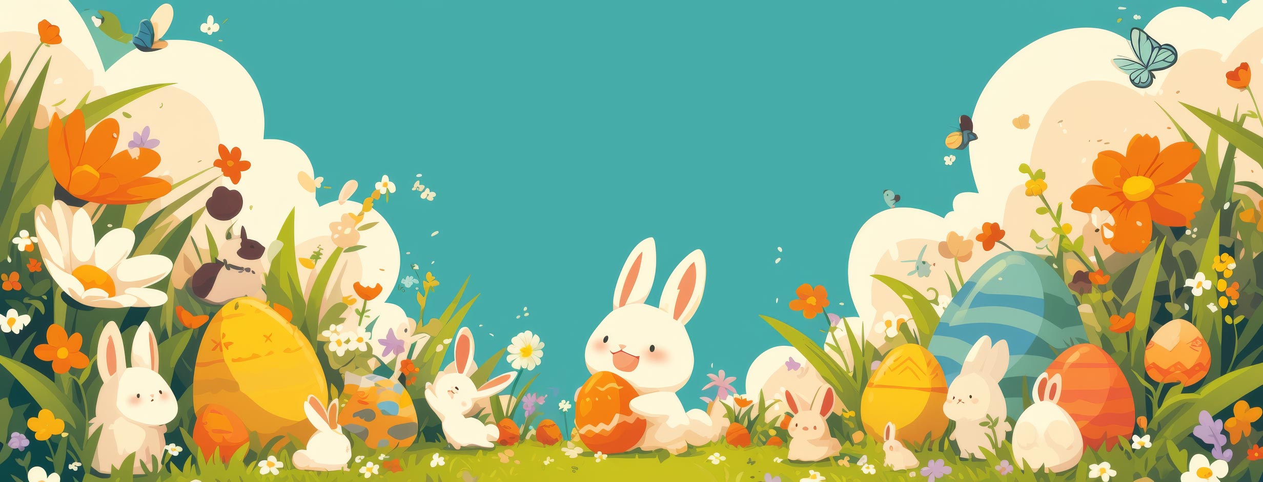 Preview for Easter-bunny-decoration-border-easter-facebook-background-95c01