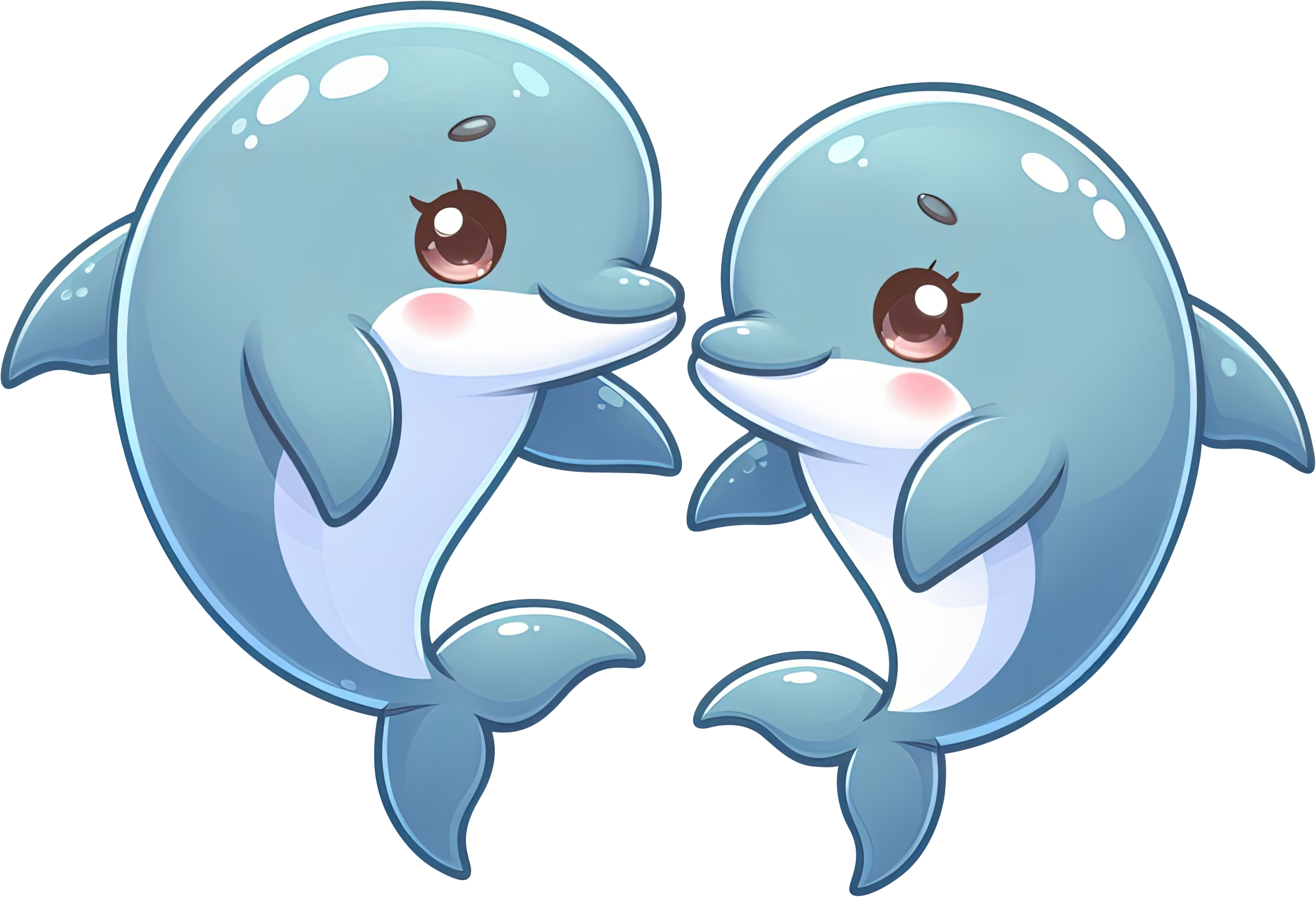 Preview for Cartoon-dolphins-illustration-love-characters-sticker-df635