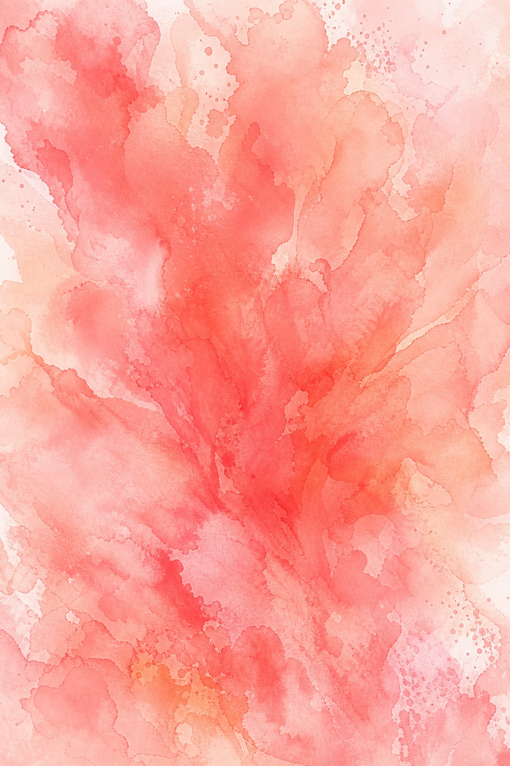 Vertical coral watercolor wash with soft abstract paint texture and pale pink edges