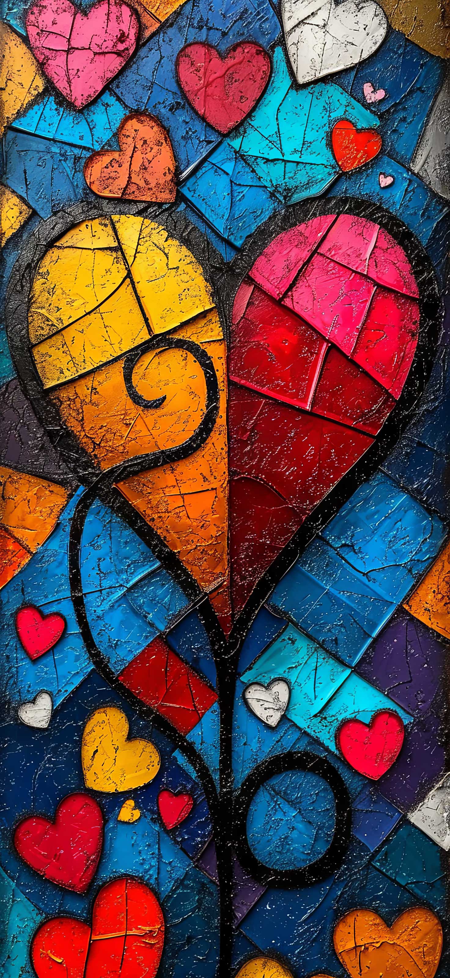 Preview for Heart-mosaic-art-heart-phone-background-de524