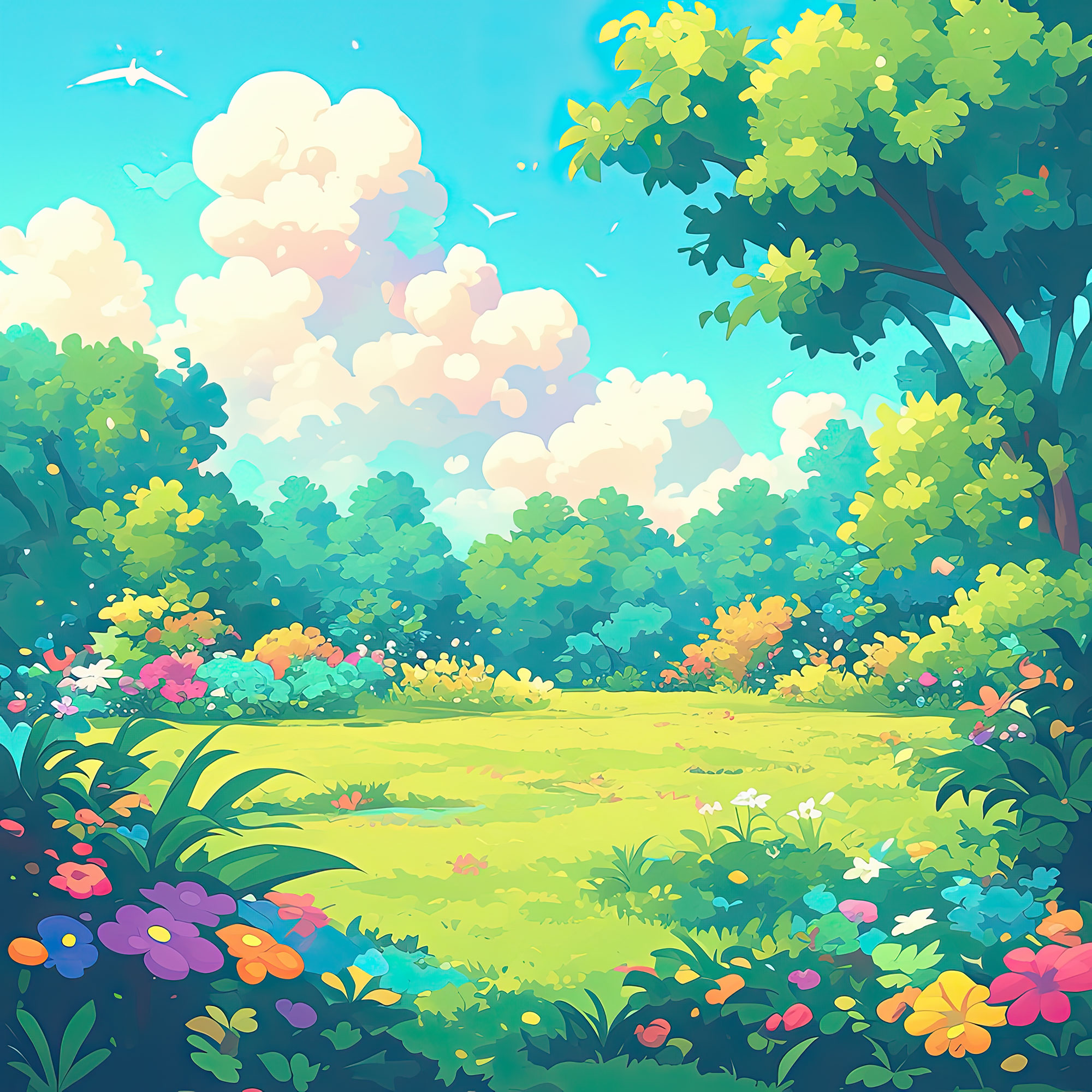 Preview for Cartoon-garden-landscape-nature-backdrop-background-80bd0