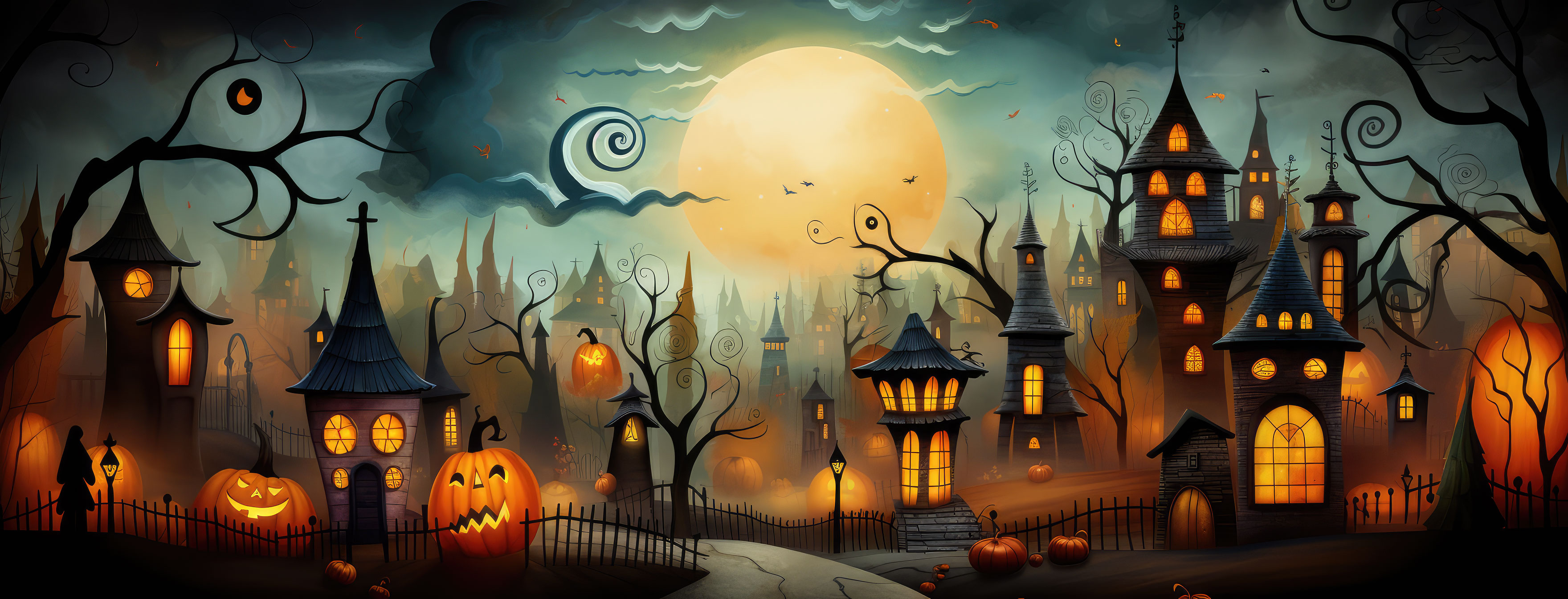 Preview for Halloween-village-scene-halloween-cover-background-ae4ca